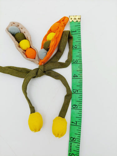 Hand Embroidered Peas in a Pod Applique, Peach Embroidery, Seed Pod Applique